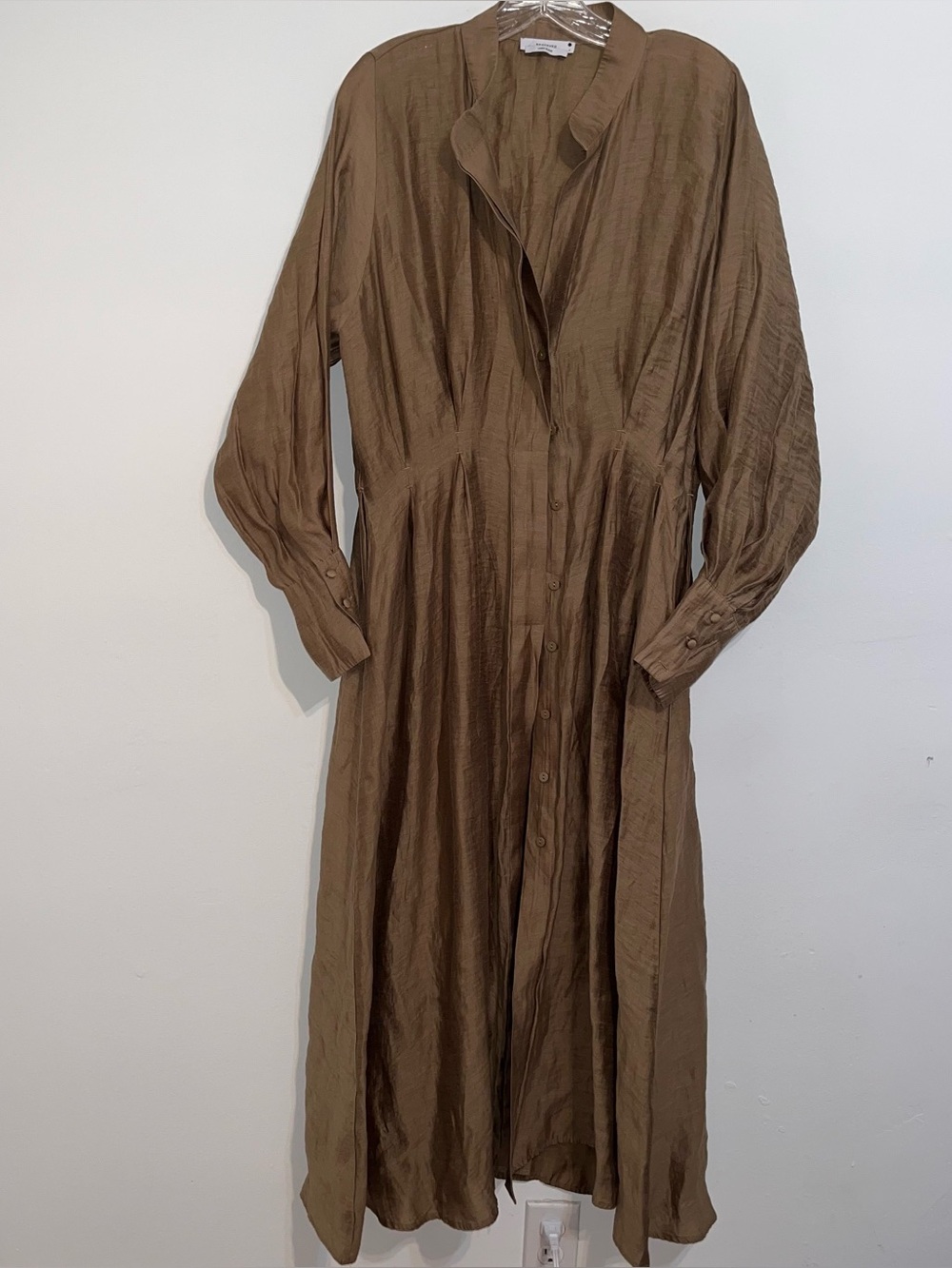 Reserved Linen-Blend Dress in Light Brown